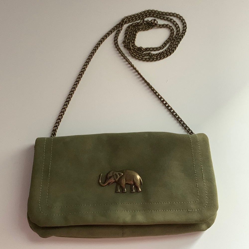 Faux Suede Elephant Crossbody Purse